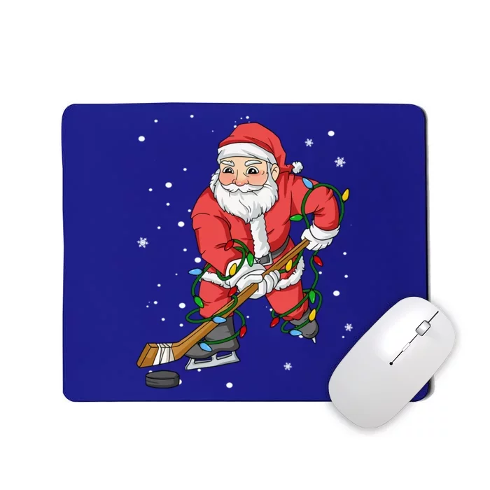 Christmas Santa Claus Player Ice Hockey Funny Gift Mousepad