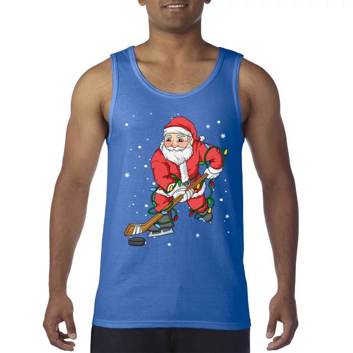 Christmas Santa Claus Player Ice Hockey Funny Gift Tank Top