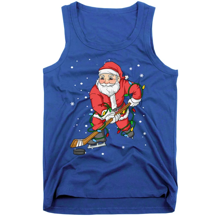 Christmas Santa Claus Player Ice Hockey Funny Gift Tank Top