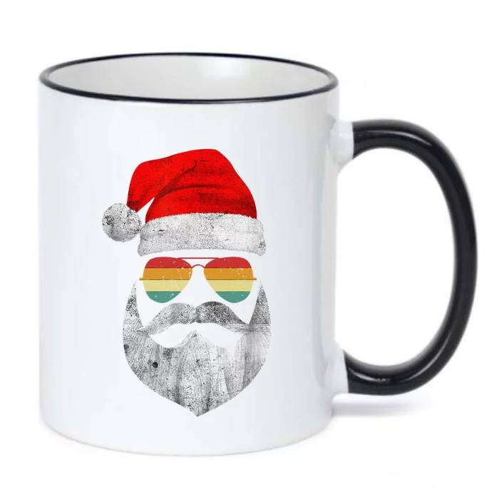 Cool Santa Claus Face With Sunglasses & Hat Beard Christmas Black Color Changing Mug