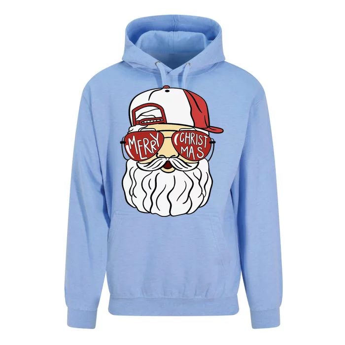 Cool Santa Claus Merry Christmas Glasses Xmas Pajamas Unisex Surf Hoodie