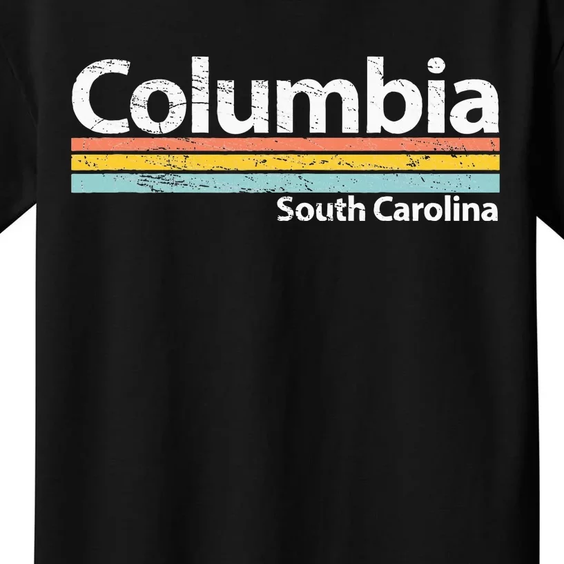 Columbia South Carolina Worn Design Retro Stripes Kids T-Shirt