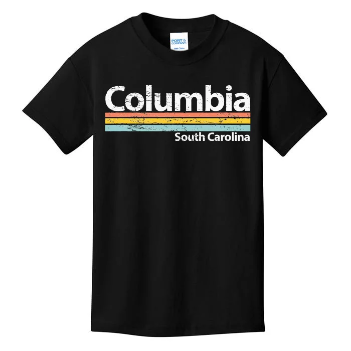 Columbia South Carolina Worn Design Retro Stripes Kids T-Shirt