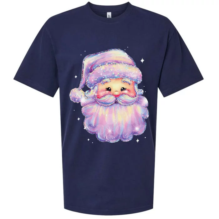 Colorful Santa Claus Face Christmas Xmas Family Matching Pjs Sueded Cloud Jersey T-Shirt