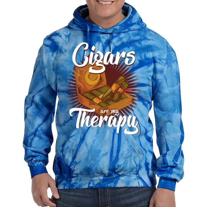 Cigar Smoking Cigars Are My Therapy Smoker Gift Tie Dye Hoodie