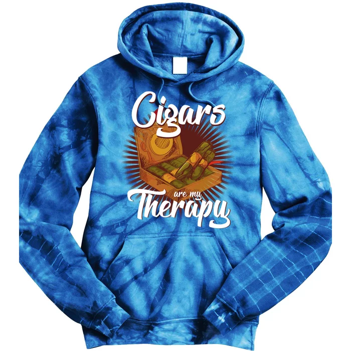 Cigar Smoking Cigars Are My Therapy Smoker Gift Tie Dye Hoodie