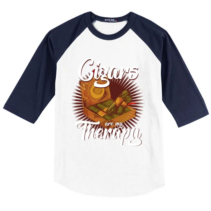 Cigar Smoking Cigars Are My Therapy Smoker Gift Baseball Sleeve Shirt