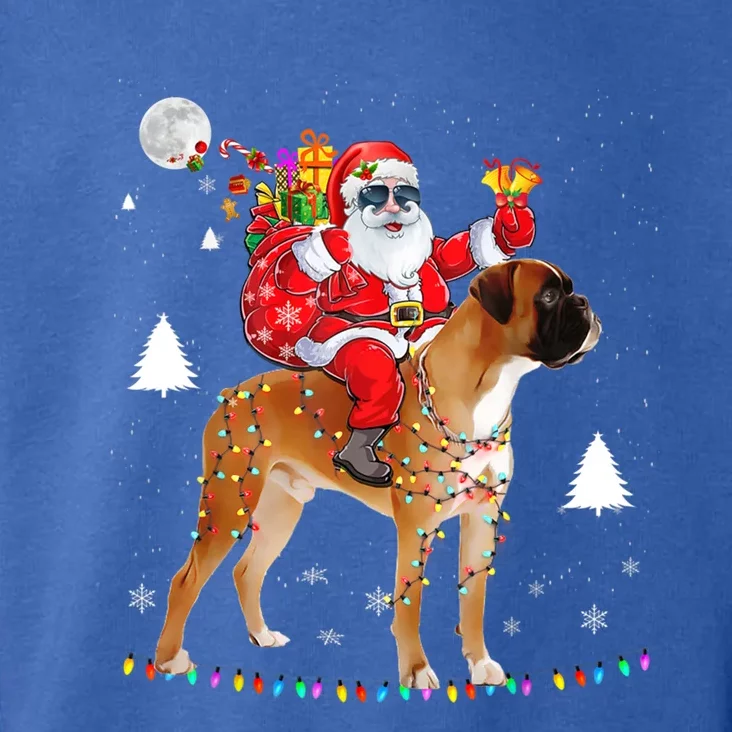 Christmas Santa Claus Riding Boxer Dog Lights Xmas Holiday Cool Gift Toddler Hoodie