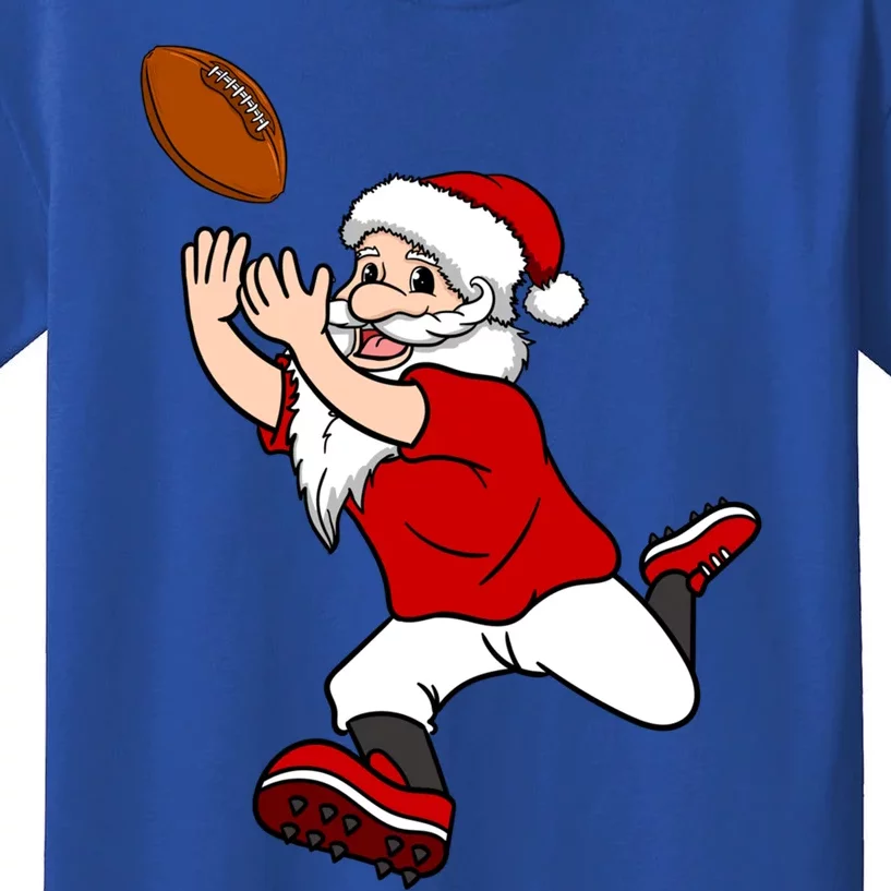 Christmas Santa Catching Football Team Sport Player Xmas Gift Kids T-Shirt