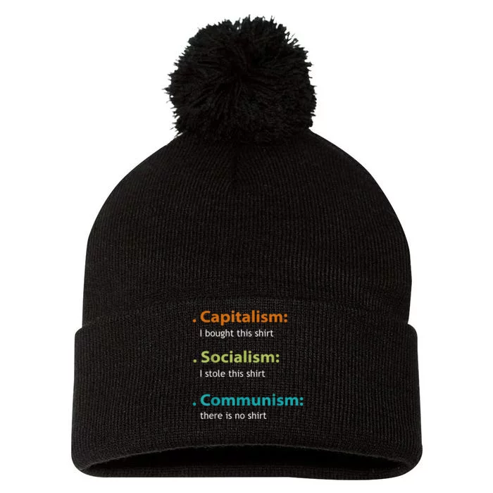 Capitalism Socialism Communism Libertarian Economics Freedom Pom Pom 12in Knit Beanie