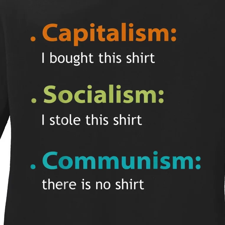 Capitalism Socialism Communism Libertarian Economics Freedom Ladies Long Sleeve Shirt