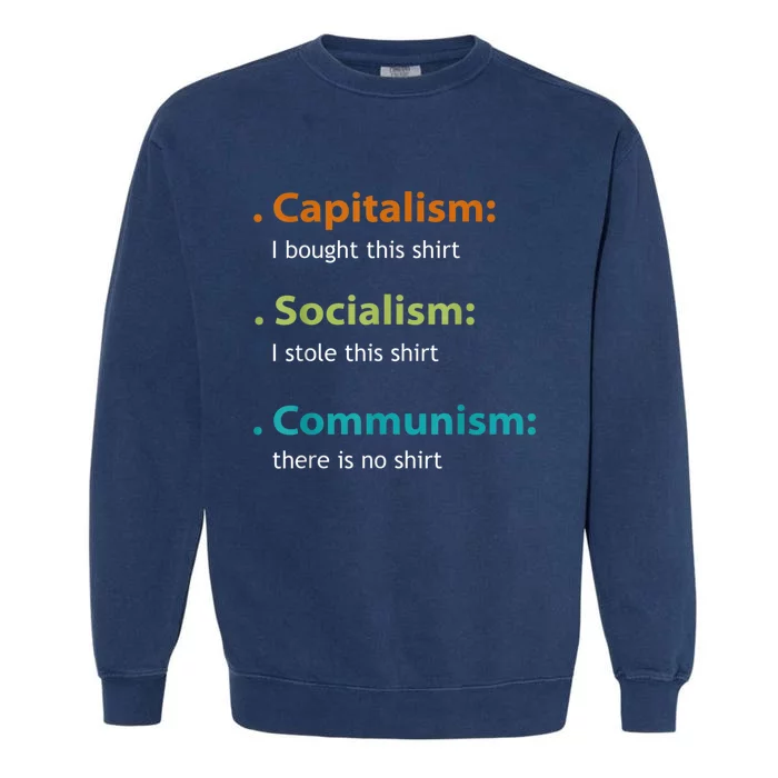 Capitalism Socialism Communism Libertarian Economics Freedom Garment-Dyed Sweatshirt