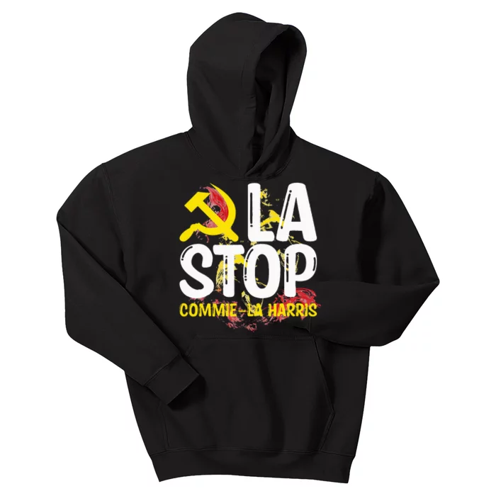 Commiela Stop Commiela Harris Stop Kamala Trump 2024 Kids Hoodie