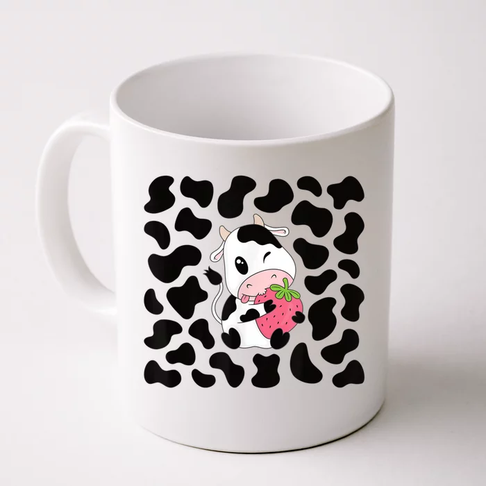 Cute Strawberry Cow Print Kawaii Aesthetic Pattern Front & Back