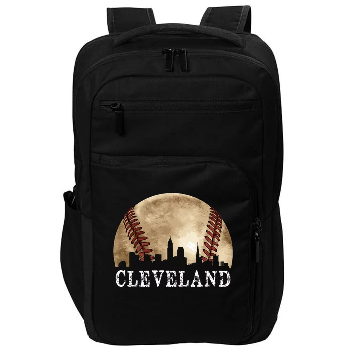 Cleveland Skyline City Vintage Baseball Lover Impact Tech Backpack