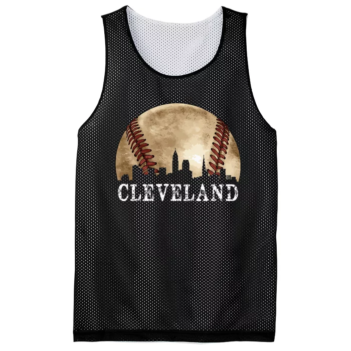 Cleveland Skyline City Vintage Baseball Lover Mesh Reversible Basketball Jersey Tank