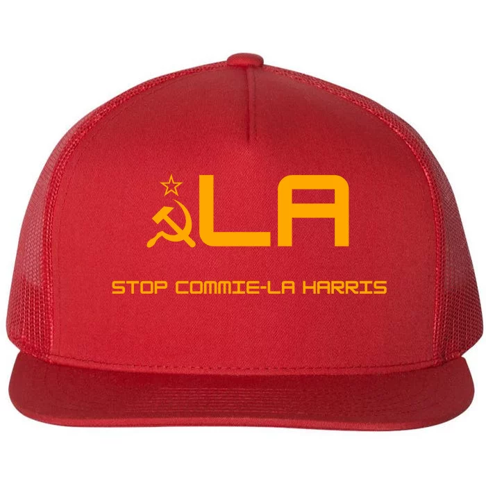 Commiela Stop Commiela Harris Stop Kamala Trump 2024 Flat Bill Trucker Hat