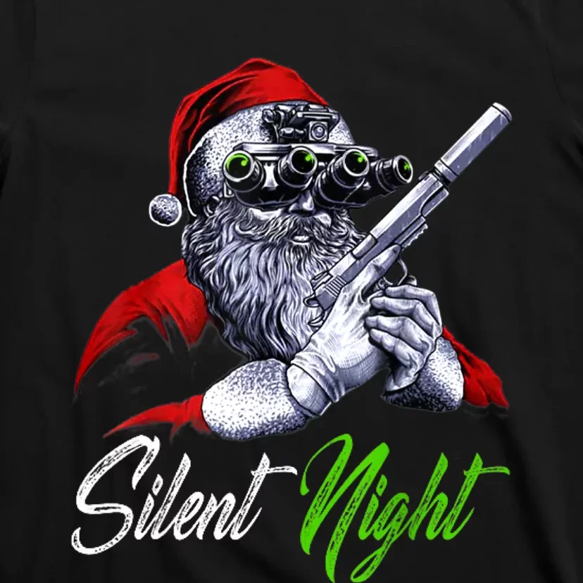 Christmas Santa Claus Guns Silent Night Santa T-Shirt