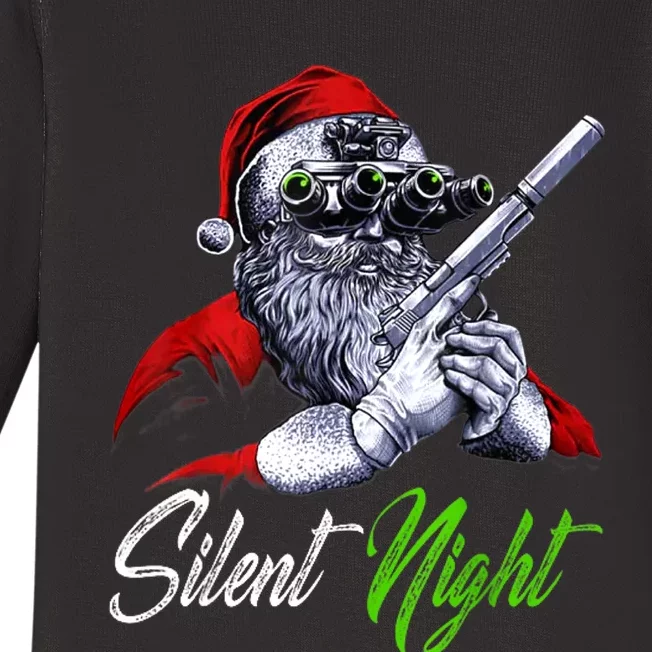 Christmas Santa Claus Guns Silent Night Santa Baby Long Sleeve Bodysuit