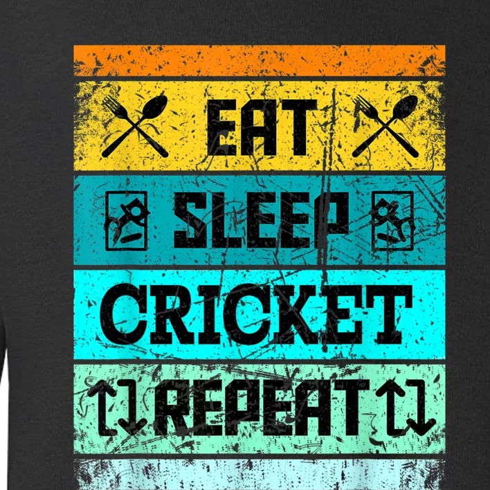 Cricket Sport Cricket Team Eat Sleep Cricket Jersey Toddler Sweatshirt