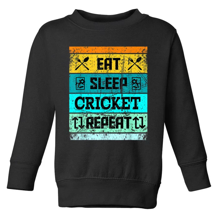 Cricket Sport Cricket Team Eat Sleep Cricket Jersey Toddler Sweatshirt