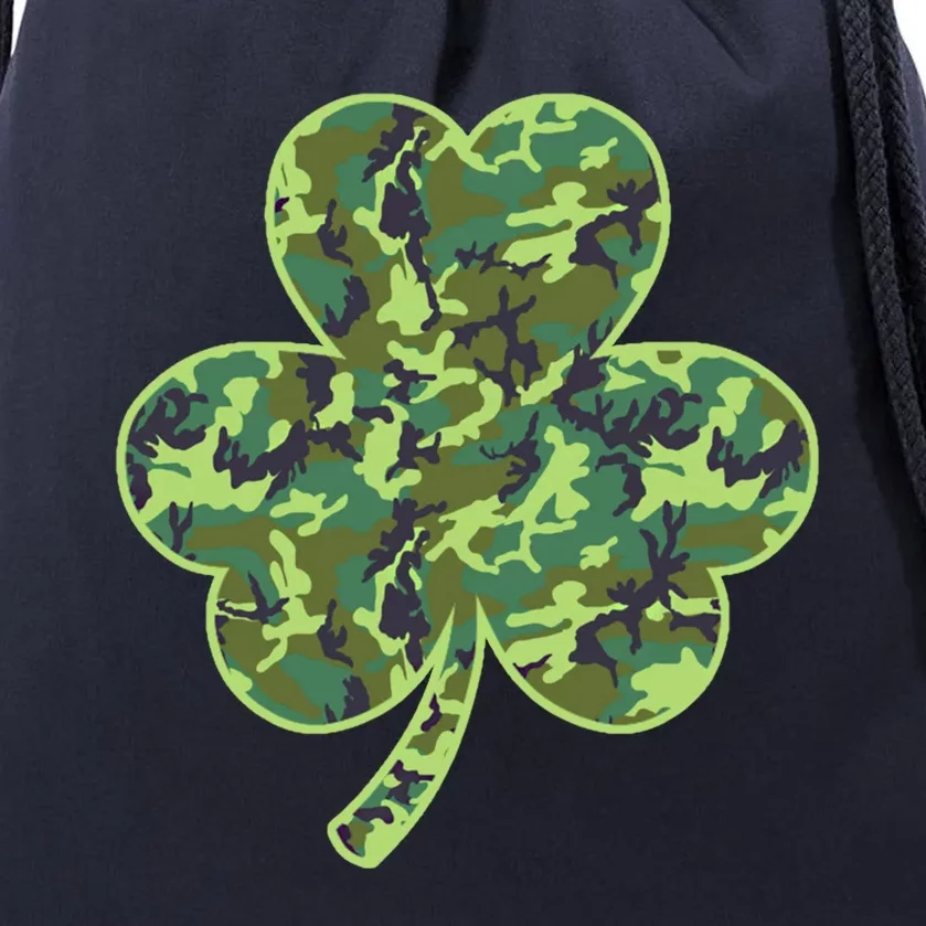 Camo Shamrock Camouflage Hunt St Patrick's Good Luck Hunting Gift Drawstring Bag