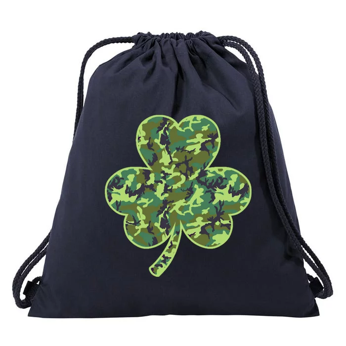 Camo Shamrock Camouflage Hunt St Patrick's Good Luck Hunting Gift Drawstring Bag