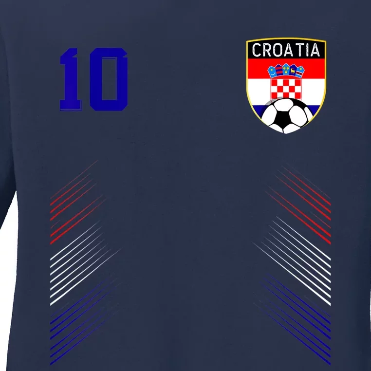 Croatia Soccer Croatian Football Retro 10 Jersey Ladies Long Sleeve Shirt