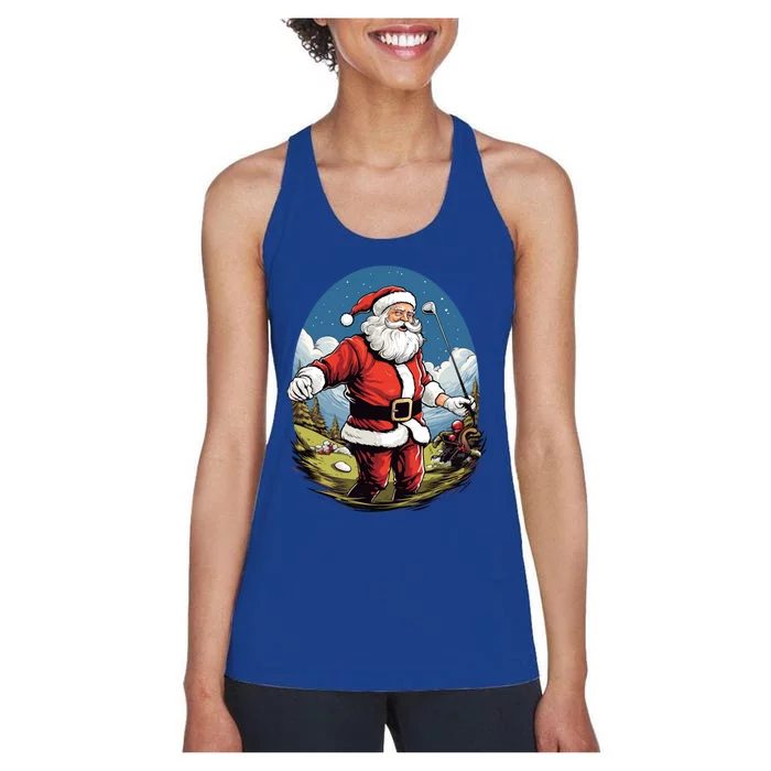 Christmas Santa Claus Golf Xmas Great Gift Women's Racerback Tank