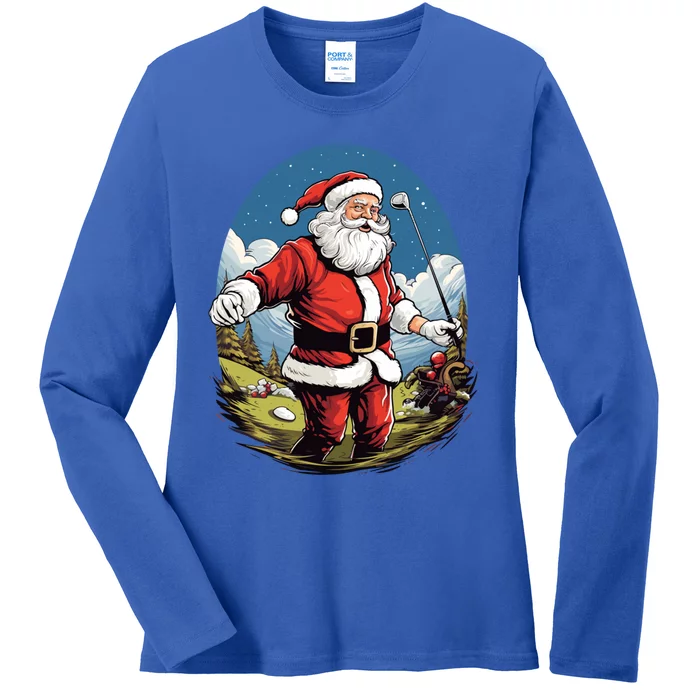 Christmas Santa Claus Golf Xmas Great Gift Ladies Long Sleeve Shirt