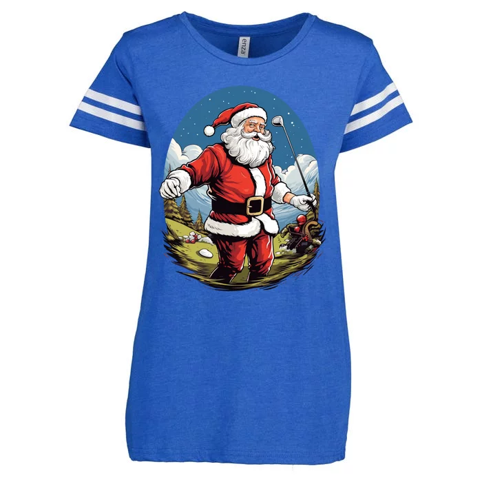 Christmas Santa Claus Golf Xmas Great Gift Enza Ladies Jersey Football T-Shirt