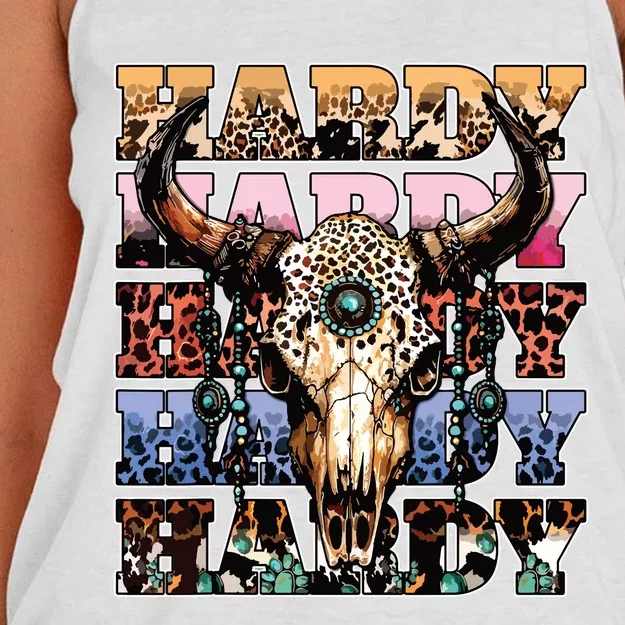 Cow Skull Women's Knotted Racerback Tank