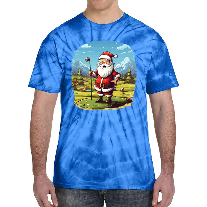 Christmas Santa Claus Golf Xmas Gift Tie-Dye T-Shirt