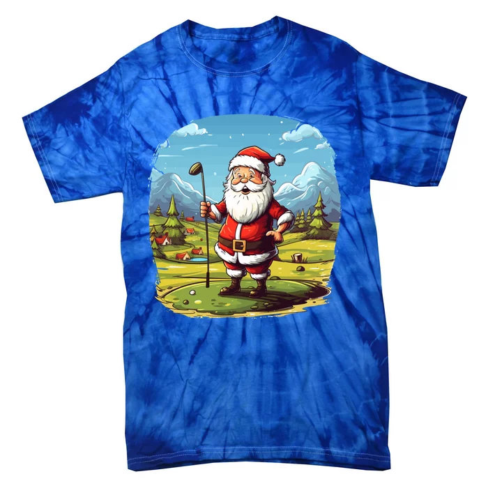 Christmas Santa Claus Golf Xmas Gift Tie-Dye T-Shirt