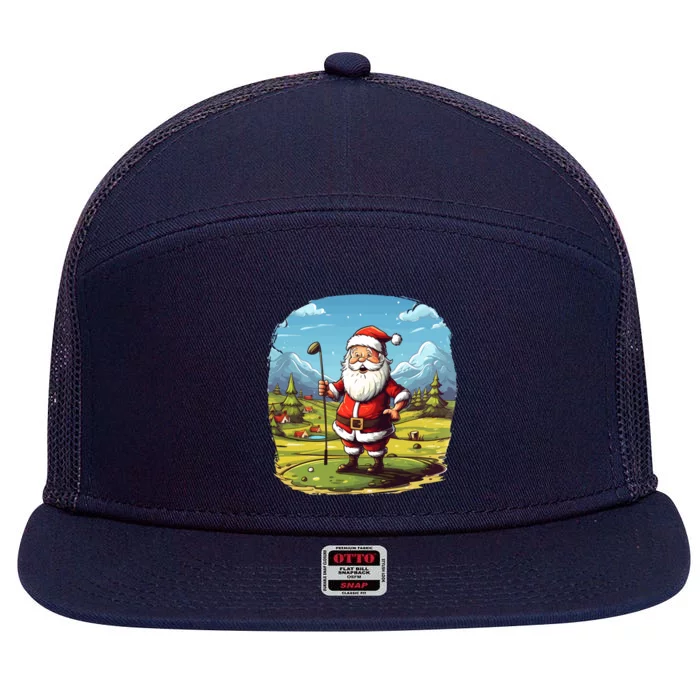 Christmas Santa Claus Golf Xmas Gift 7 Panel Mesh Trucker Snapback Hat