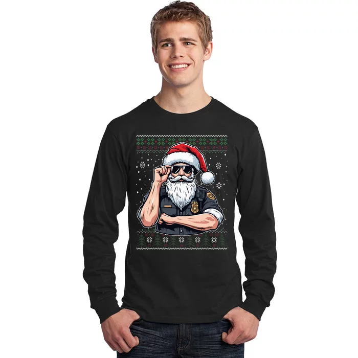 Christmas Santa Claus Police Officer Ugly Christmas Sweater Tall Long Sleeve T-Shirt