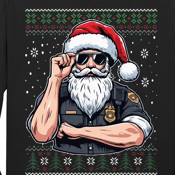 Christmas Santa Claus Police Officer Ugly Christmas Sweater Tall Long Sleeve T-Shirt