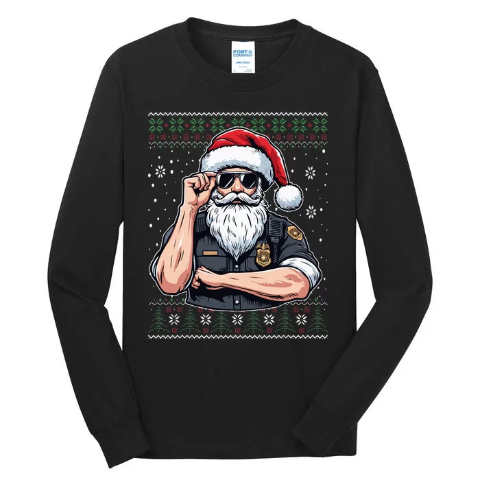 Christmas Santa Claus Police Officer Ugly Christmas Sweater Tall Long Sleeve T-Shirt