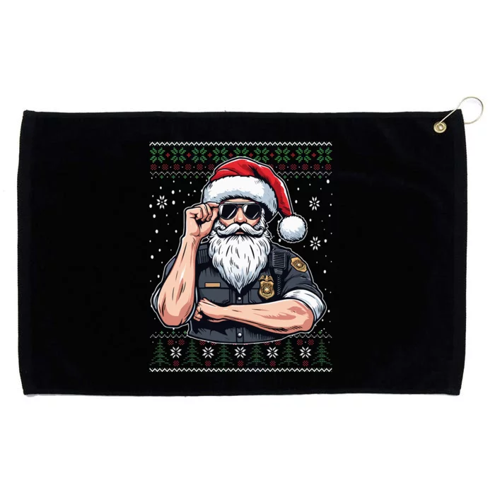 Christmas Santa Claus Police Officer Ugly Christmas Sweater Grommeted Golf Towel