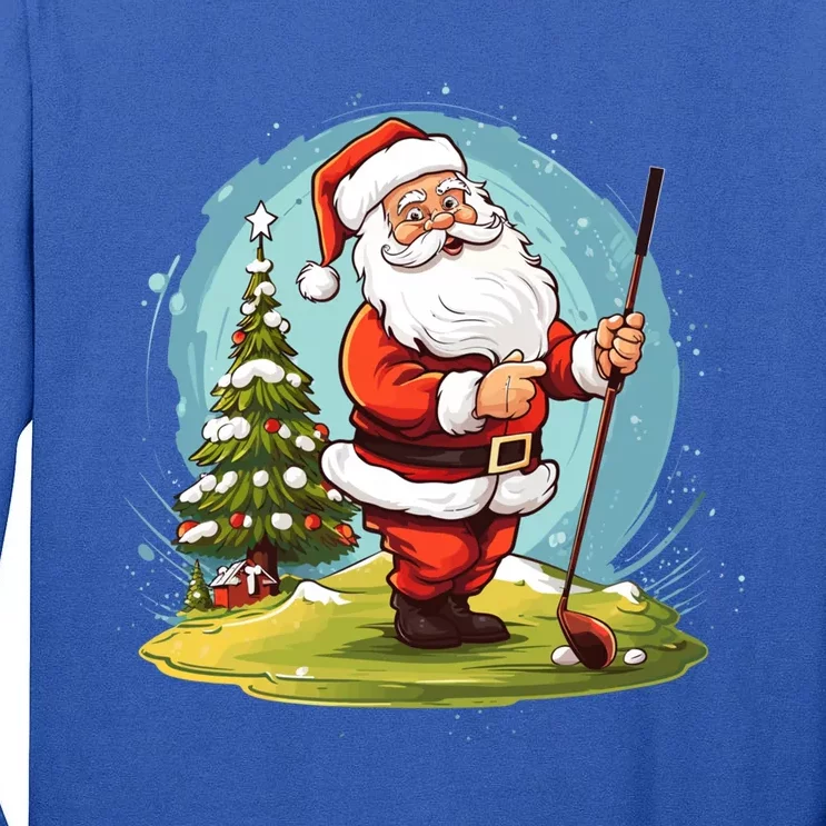 Christmas Santa Claus Golf Xmas Gift Tall Long Sleeve T-Shirt