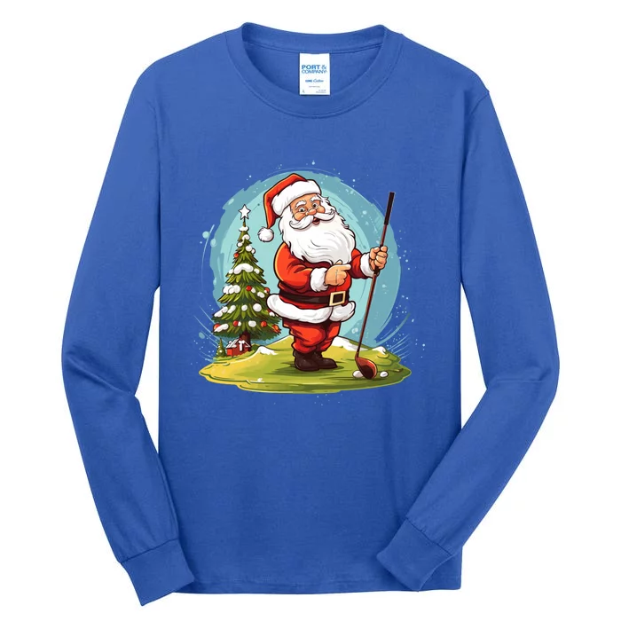 Christmas Santa Claus Golf Xmas Gift Tall Long Sleeve T-Shirt