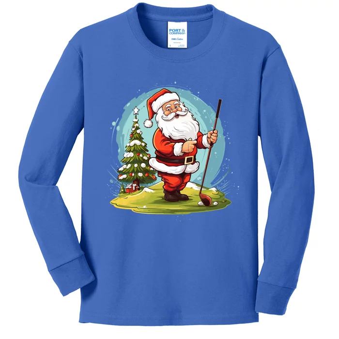 Christmas Santa Claus Golf Xmas Gift Kids Long Sleeve Shirt