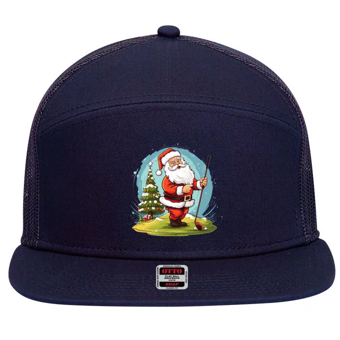 Christmas Santa Claus Golf Xmas Gift 7 Panel Mesh Trucker Snapback Hat