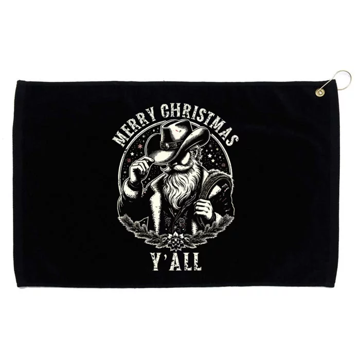 Cowboy Santa Claus Merry Christmas Y'all Western Country Grommeted Golf Towel