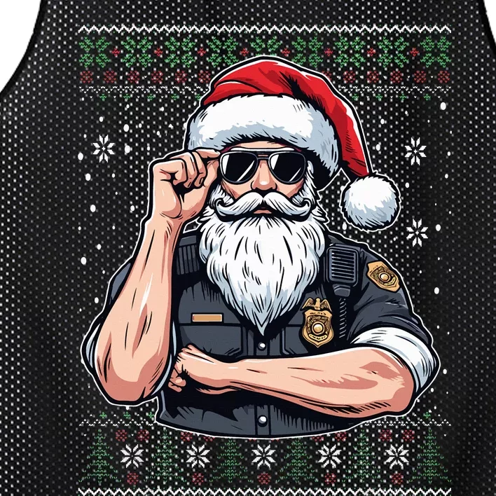 Christmas Santa Claus Police Officer Ugly Christmas Sweater Mesh Reversible Basketball Jersey Tank