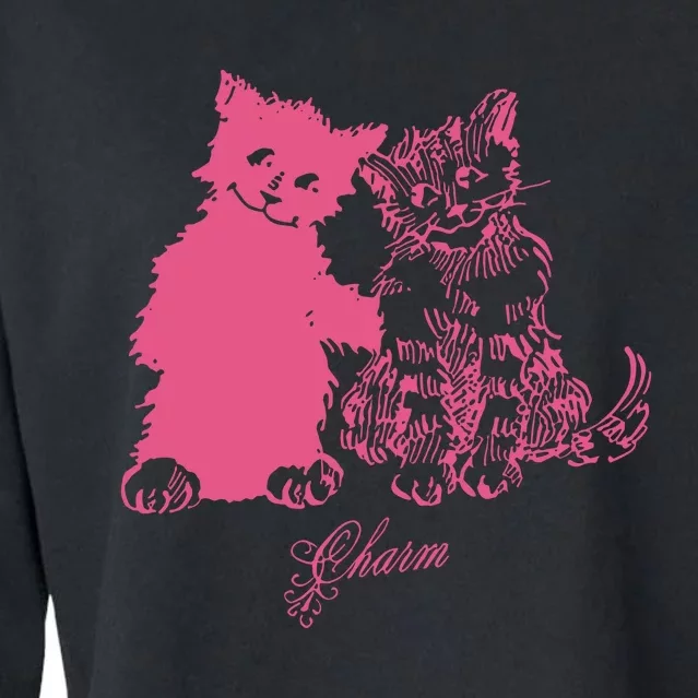 Clairo Store Charm Cat Friends Cropped Pullover Crew