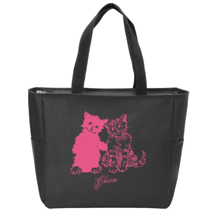 Clairo Store Charm Cat Friends Zip Tote Bag