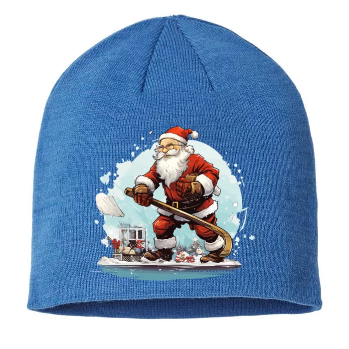 Christmas Santa Claus Hockey Xmas Great Gift 8 1/2in Sustainable Knit Beanie