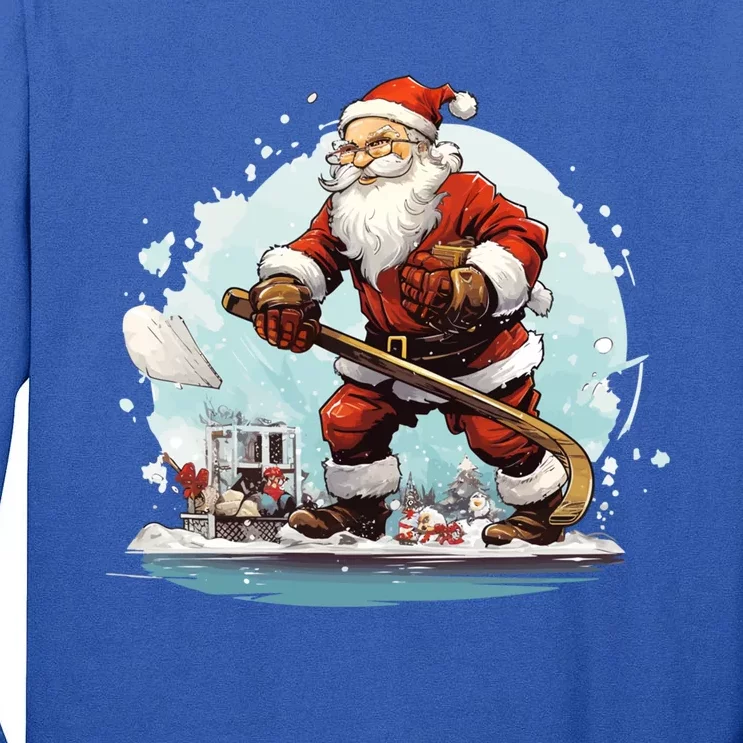 Christmas Santa Claus Hockey Xmas Great Gift Tall Long Sleeve T-Shirt