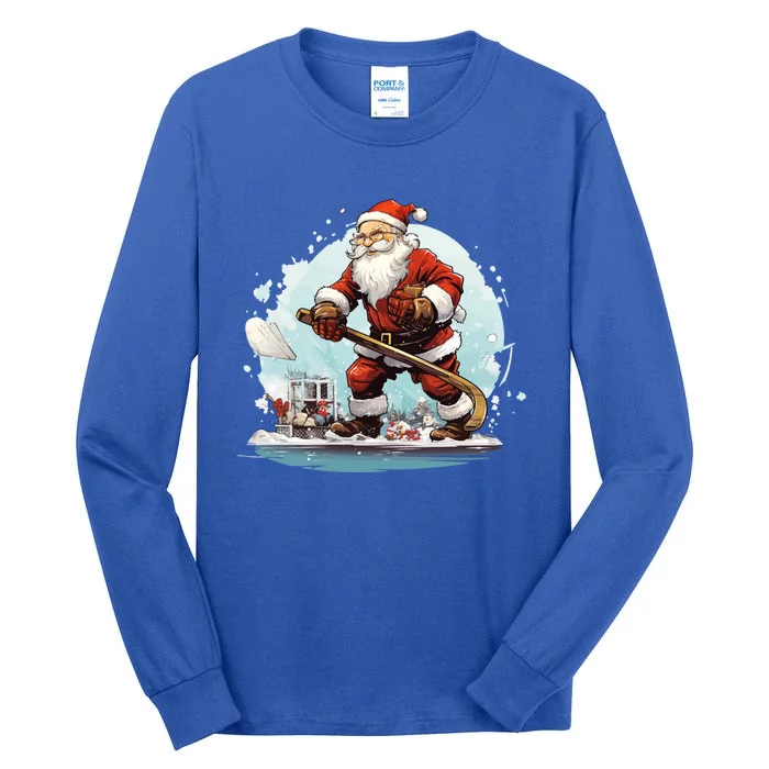 Christmas Santa Claus Hockey Xmas Great Gift Tall Long Sleeve T-Shirt